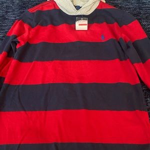 Boys Long Sleeve Striped Polo Shirt